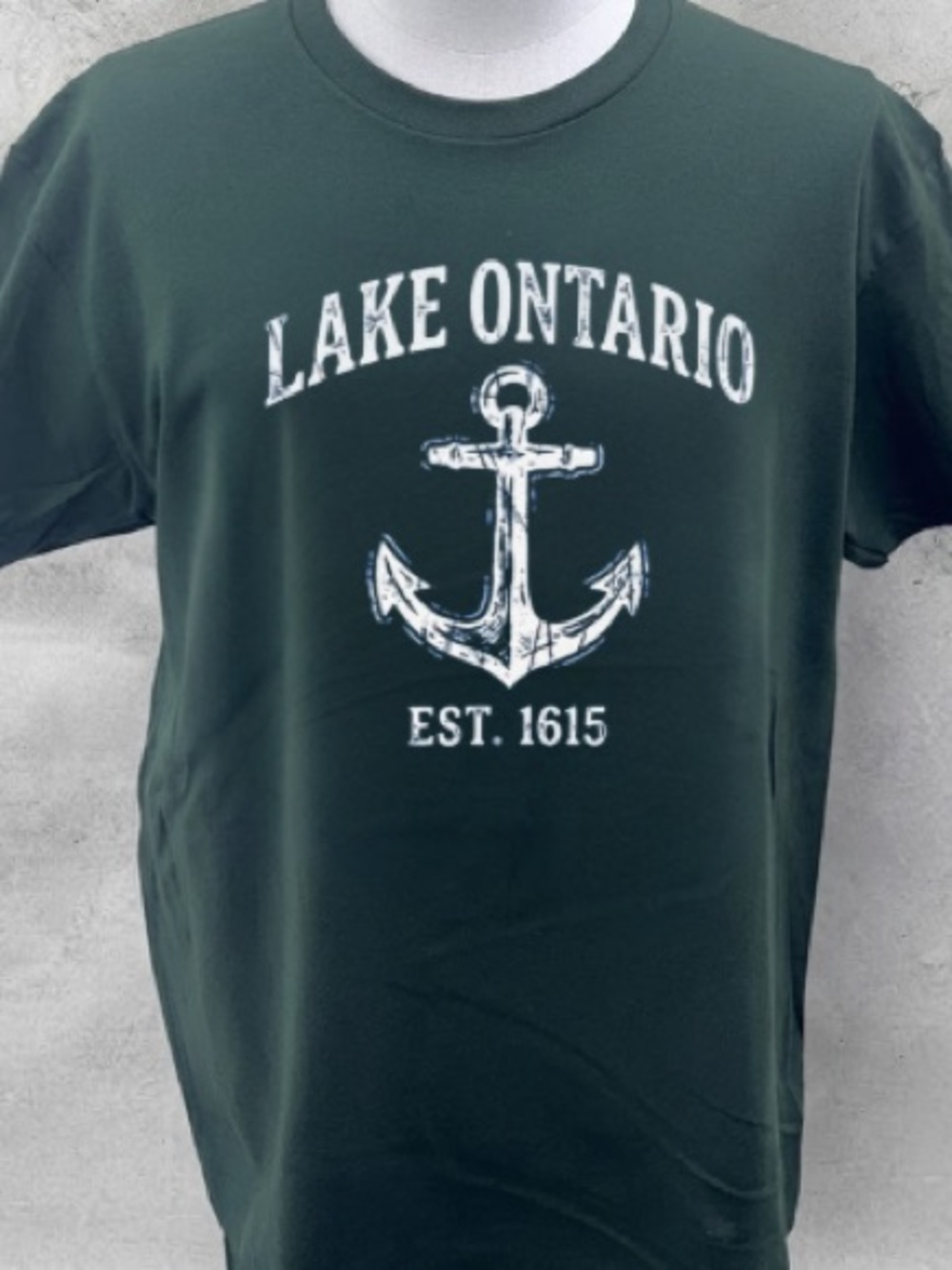 Lake Ontario Anchor Est. 1615 Nautical Maritime Vintage Dark Green T-Shirt